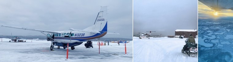 Charter Planes and Snowmobiles that were used during the project