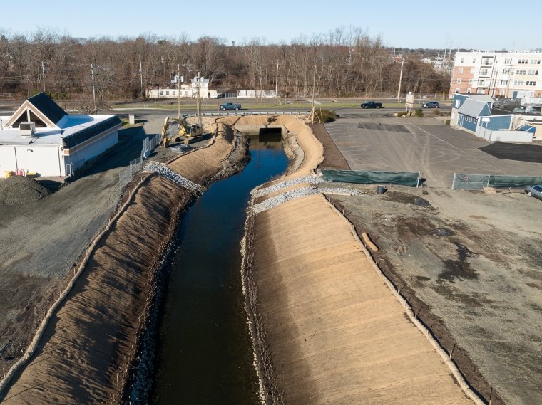 Creek restoration in early phase, winter 2023