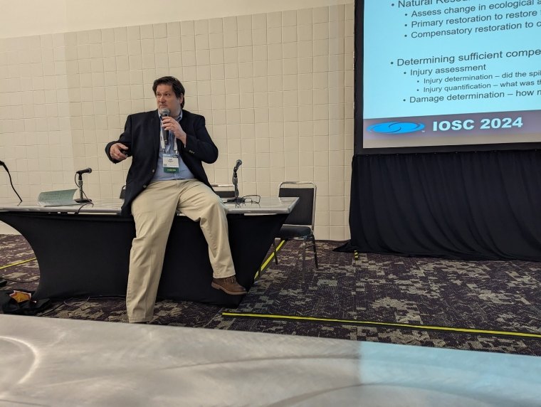 Dr. Jeff Wakefield speaking at the 2024 International Oil Spill Conference (IOSC) in New Orleans, LA