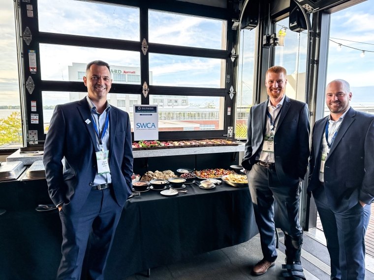 Matt Pierce alongside colleagues Jonathan Libbon and Chad Milligan at the Women’s Energy Network Happy Hour at Shale Insight