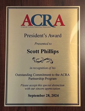 Scott Phillips' ACRA President's Award plaque