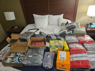 A collection of essential items that were donated. 