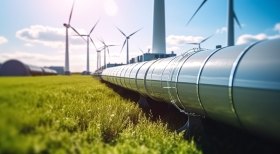 A hydrogen pipeline coming from wind turbines